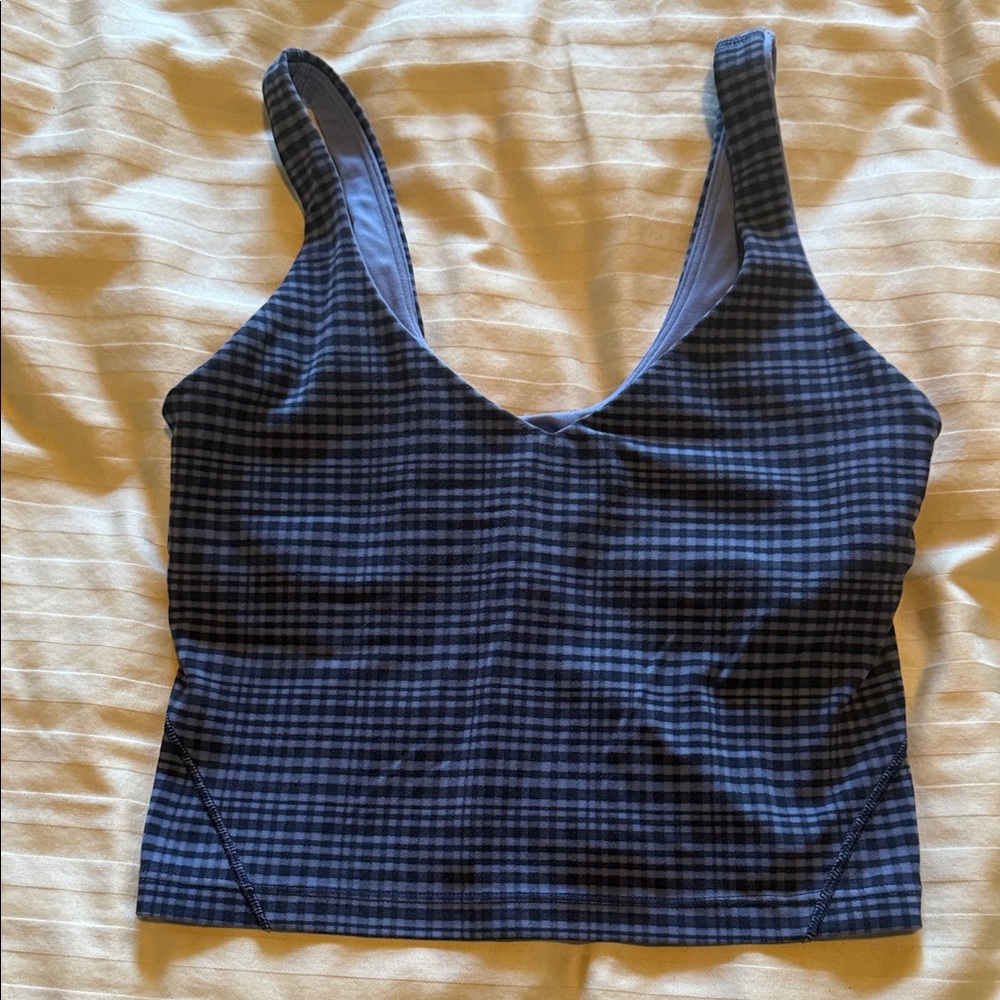 lululemon athletica Navy and Black Checkered Crop Top